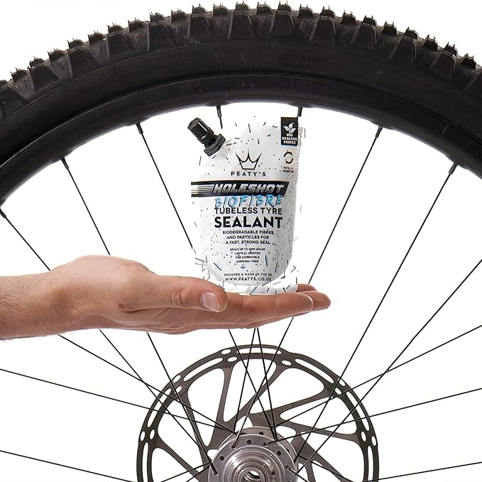Peaty's Holeshot Biofibre Tubeless Tire Sealant, Fast Acting Puncture Repair for MTB, Road and Gravel Bikes