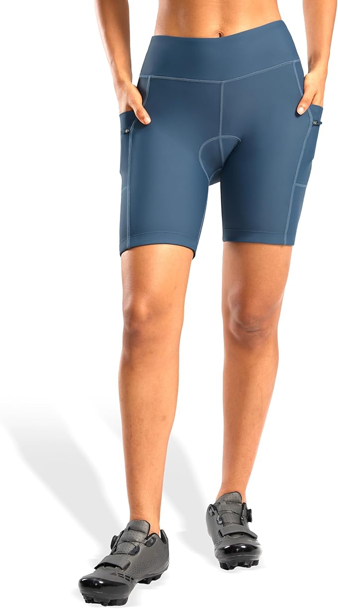Women's 4D Padded Bike Shorts 5"/7" Riding Underwear Cycling Bicycle Road Biking Cycle Shorts for Women Zipper Pockets