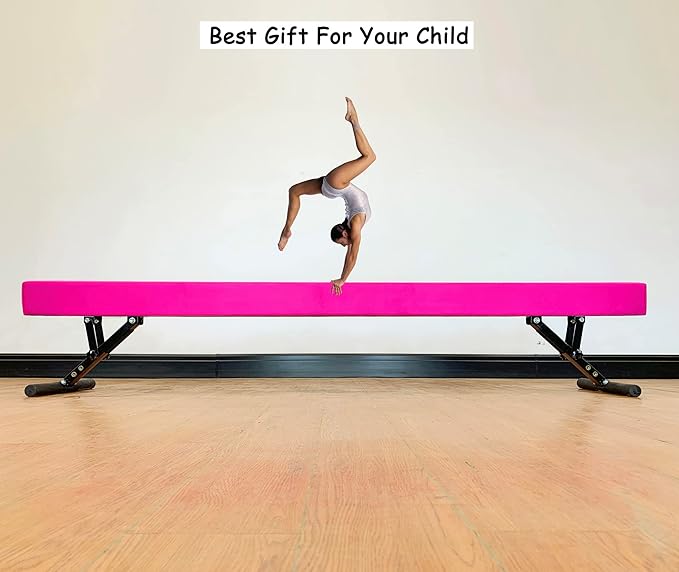 Adjustable Balance Beam 8 ft Gymnastic Beam Adjustable Height for Kids and Teenage of All Gymnastic Levels, Gymnastic Training Beam Gymnastic Equipment for Athlete Home and Gym Club Use