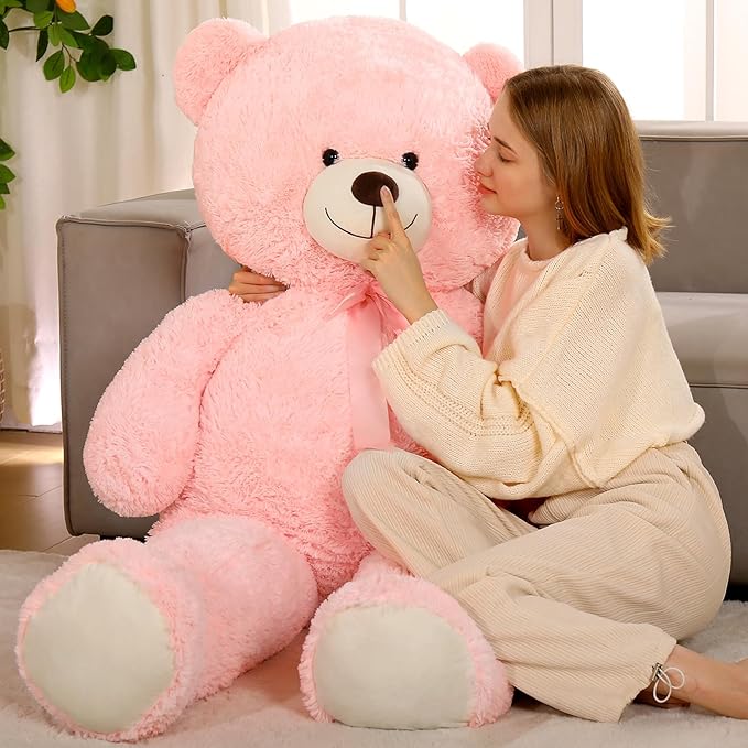 Tezituor 59” Pink Big Teddy Bear, 5ft Giant Stuffed Animal Plush,Soft Bear Gifts for Christmas, Birthday,Valentine, Baby Shower