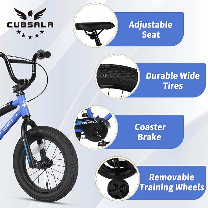 12 14 16 18 Inch Kids Bike BMX Style Bicycle with Training Wheels Coaster Brake for 2-10 Years Old Toddlers Boys Girls Multiple Colors