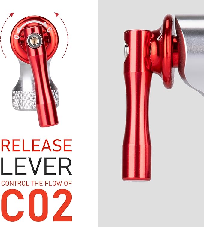 CO2 Inflator Kits with 6 X 16g / 25g CO2 Threaded Cartridges for Bike Tires, Presta and Schrader Valve Compatible, CO2 Bike Tire Pump for Mountain and Road Bicycles