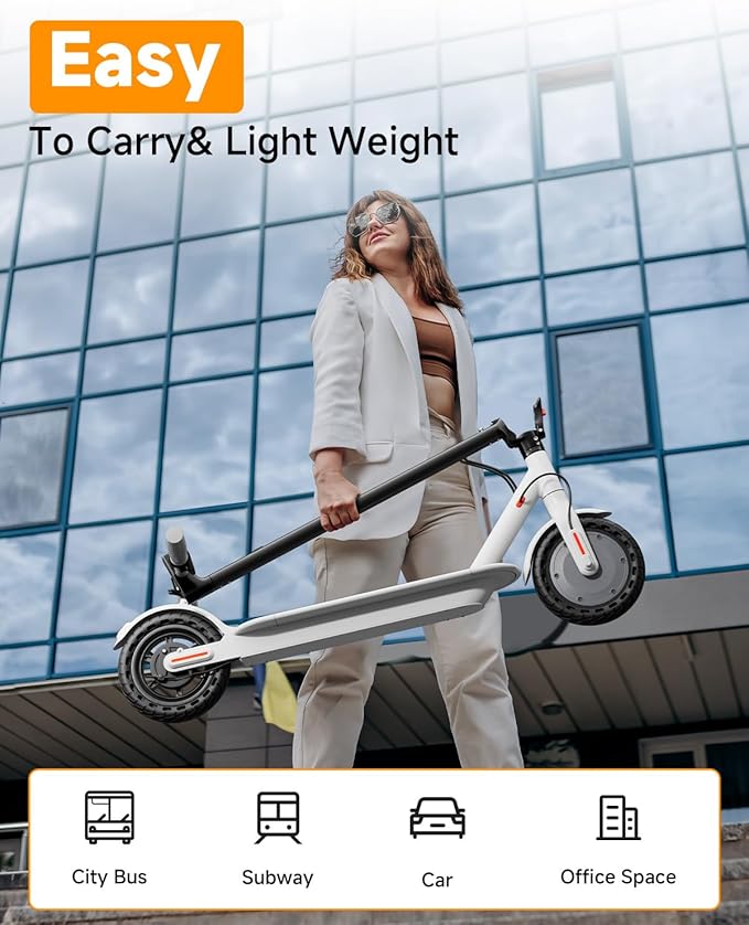 Electric Scooter Adults, Powerful 350W E-Scooter, Max 19 Mph & 15-19 Miles Range Scooters, Folding Scooters with 8.5" Solid Tires, Commuting Scooter Kick Scooter with APP Control (Seats Optional)