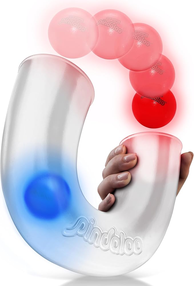 pindaloo Original Led Light Neon Skill Game with 2 Balls- Gifts for Kids and Adults Indoor & Outdoor Games, Girls, & Teens - Gift Ideas, Fun Stuff, Develops Motor & Juggling Skills (Neon)