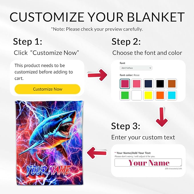 Personalized Boys Blanket Gifts Shark Blankets for Kids, Shark Lovers - Cozy Furry Plush Flannel Throws for Couch, Sofa & Travel