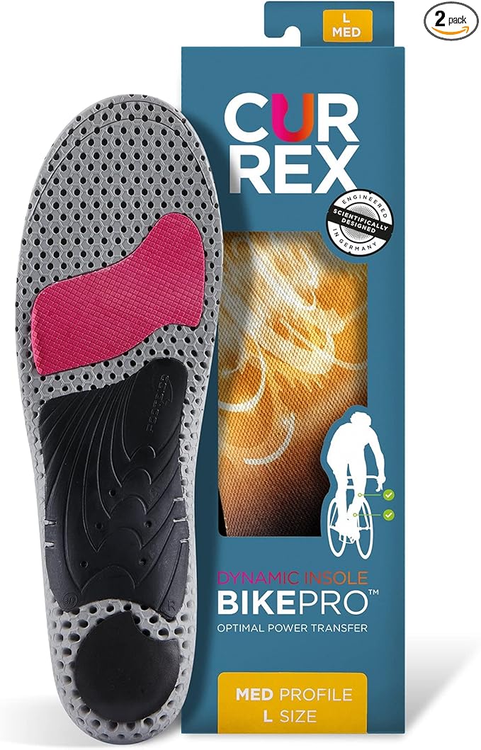 CURREX BikePro Insoles for Cycling, Bicycle & Motorcycle Riding – Arch Support Shoe Inserts w/Metatarsal Pads, Helps Reduce Fatigue + Improve Stability & Fit – for Men & Women – High Arch, 2XL