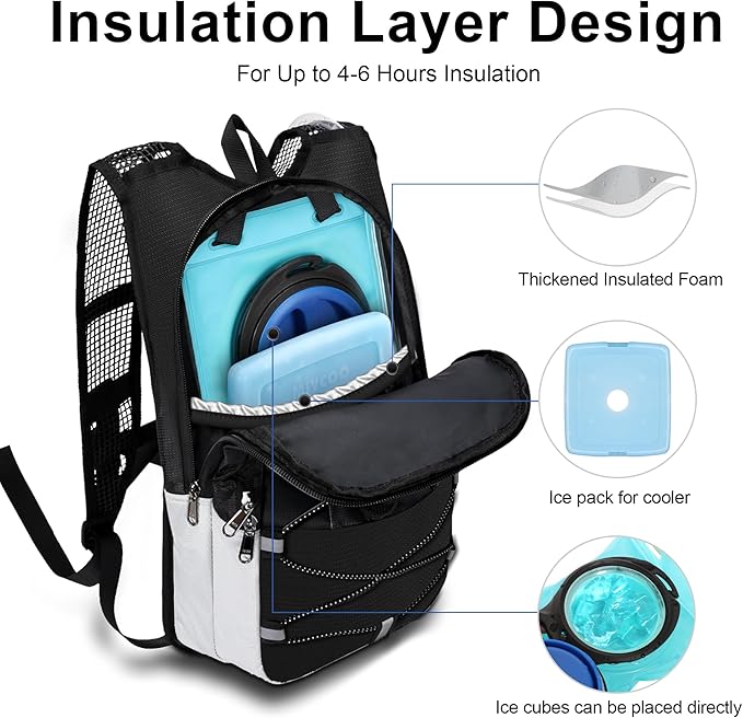 Hydration Backpack - Lightweight Water Backpack with 2L Water Bladder Bag, Running Hydration Vest Backpack for Men Women, Hydration Pack for Hiking, Cycling, Climbing MIYCOO