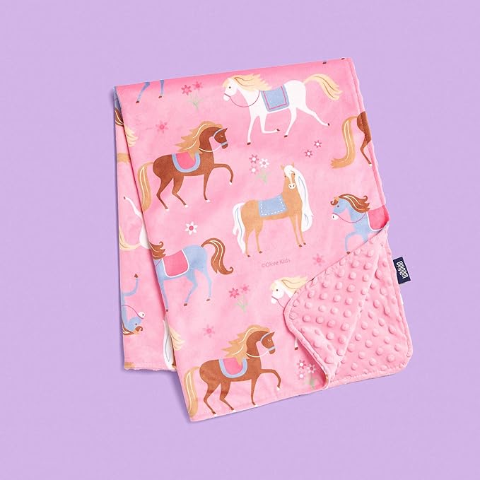 Wildkin Plush Baby Blanket – Soft & Cozy Comfort, Ideal for Toddlers, Travel & Daycare - Horses