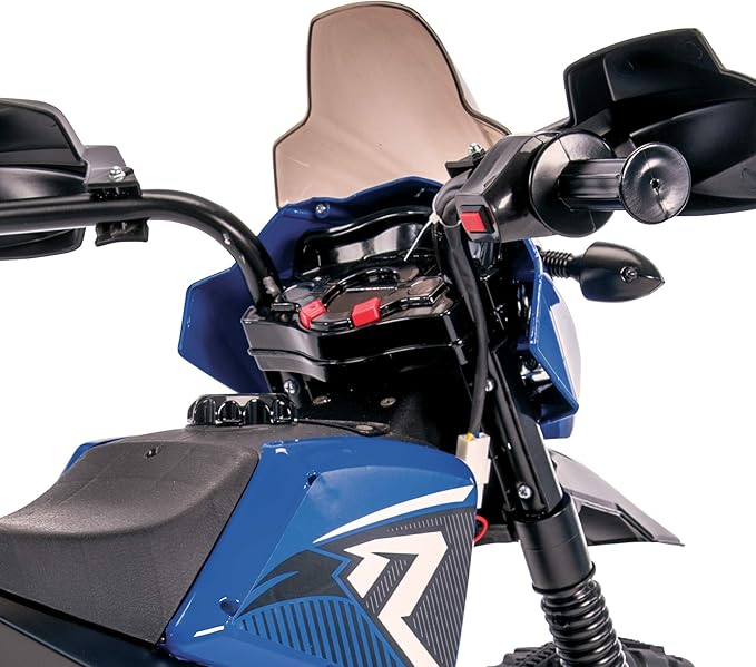 Huffy Ride On Motorcycle for Kids, Ideal for Ages 2-5 Years, 6V Rechargeable Battery, Training Wheels, Realistic Engine Sounds, Max Weight 65lbs, 2 MPH, Blue