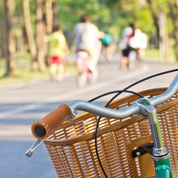 SOLODRIVE Bike Handlebar Grips, Vinyl Leather Grips, Hand-Stitched for Beach Cruiser Bike, Fits Most 22.2mm (7/8") Bicycle Handlebar