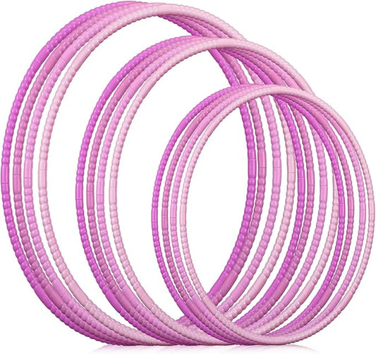 Syhood 12 Pcs Toy Color Hoop Plastic Detachable Adjustable Hoop Light Weight Exercise Fitness Equipment Toy Waist Ring for Adult Party, 3 Sizes (Gradient Pink)