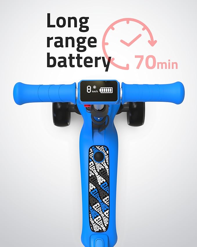 Elecorange T200/T500 Balance Electric Scooter for Kids Age 4-9, 2 Types Front Wheels, Electric Horn, Full Body Lights Up, Wide Deck, 5Mph Safe Speed, 70min Riding, Foldable Kick Scooter Boys & Girl