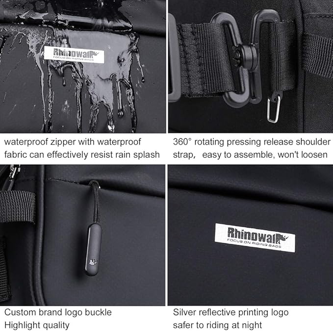 Rhinowalk Bike Handlebar Bag, Multifunctional Waterproof Mountain Bike Crossbar Front Bag Road Bike Basket Bicycle Frame Bag Waist Shoulder Bag Bicycle Bag Professional Cycling Accessories
