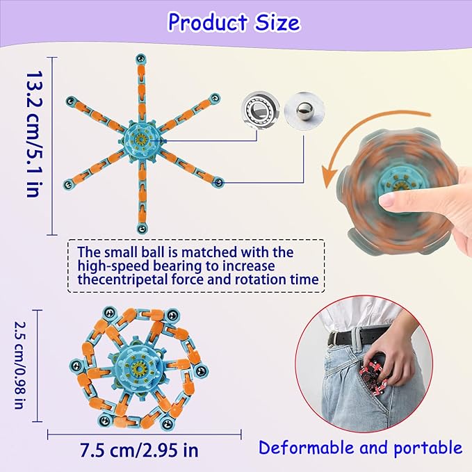 20 Pcs Fidget Spinner Toys Party Favors Easter Basket Goodie Bag Stuffers Funny Gifts for Kids Adults,Transformable Robot Fingertip Stress Relief Gyro Sensory Toys,Treasure Box Toy Prizes Supplies