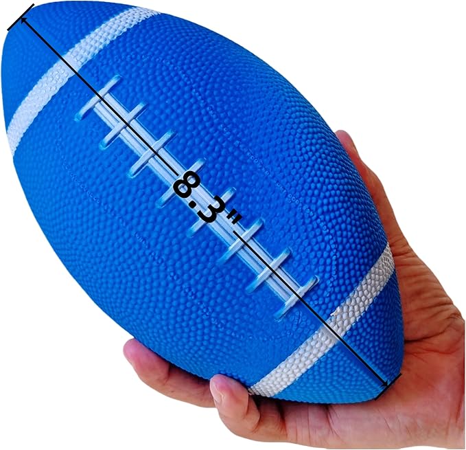 6 Pack 9" Mini Inflatable Rubber Footballs Party Favors, Small Footballs, Peewee Size Footballs for Kids, Junior Outdoor and Indoor Games - Sports Balls Playground Ball with Pump and Kicking Tee