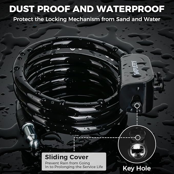 Hapleby Premium Bike Lock with 2pcs Keys, Professional Bike Cable Lock of 4 Feet, Heavy Duty Bicycle Lock Cable for Strong Anti-Theft, Come with 1PCS Mounting Bracket