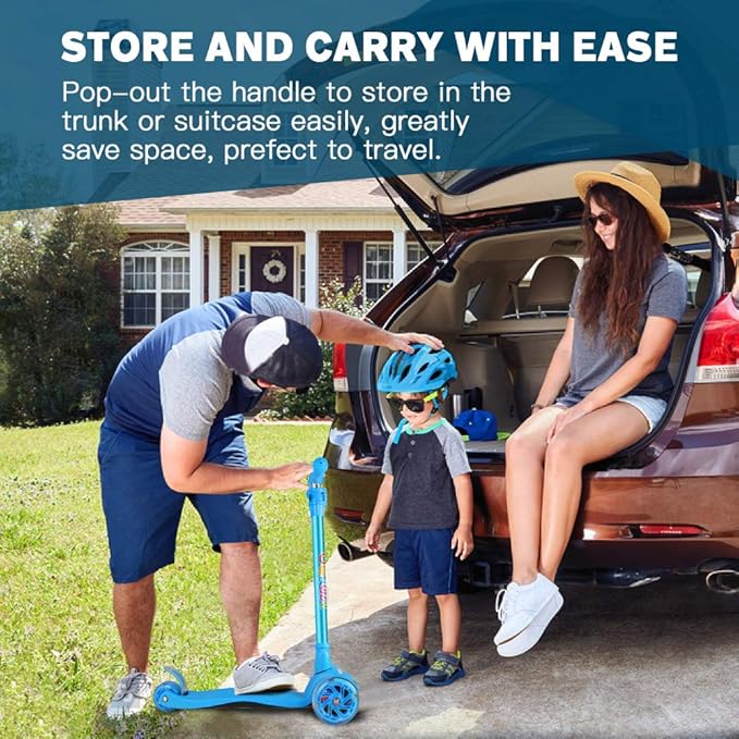 BELEEV Scooters for Kids 3 Wheel Kick Scooter for Toddlers Girls Boys, 4 Adjustable Height, Lean to Steer, Light up Wheels, Extra-Wide Deck, Easy to Assemble for Children Ages 3-12 (Rose Pink)