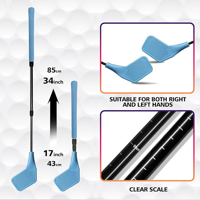 Kids Golf Club Set, Adjustable Backyard Outdoor Indoor Golf Clubs with Oversized Club Heads for Kids, Juniors, and Family Play Golf Game in Grass, Parks, Yards (Blue)