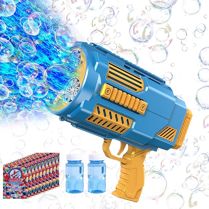 Bubble Machine Automatic Bubble Gun with Bubble Refill Solution, Bubbles Kids Toys for Girls Boys 3 4 5 6 7 8 9 10 11 12 Years Old, Summer Fun Outdoor Toy Birthday Party Halloween Favors(No Dip)