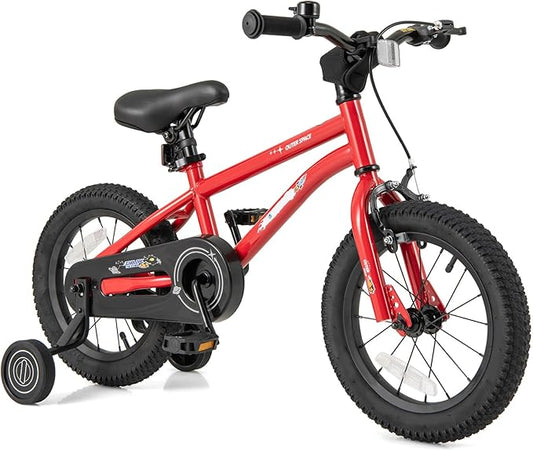 BABY JOY Outer Space Kids Bike, 14 16 18 Inch Sport Bicycle for 3-8 Years Old w/Adjustable Saddle, Training Wheels, Widened Tyre, Handbrake & Coaster Brake, 95% Pre-Assembled Girls Boys Bike