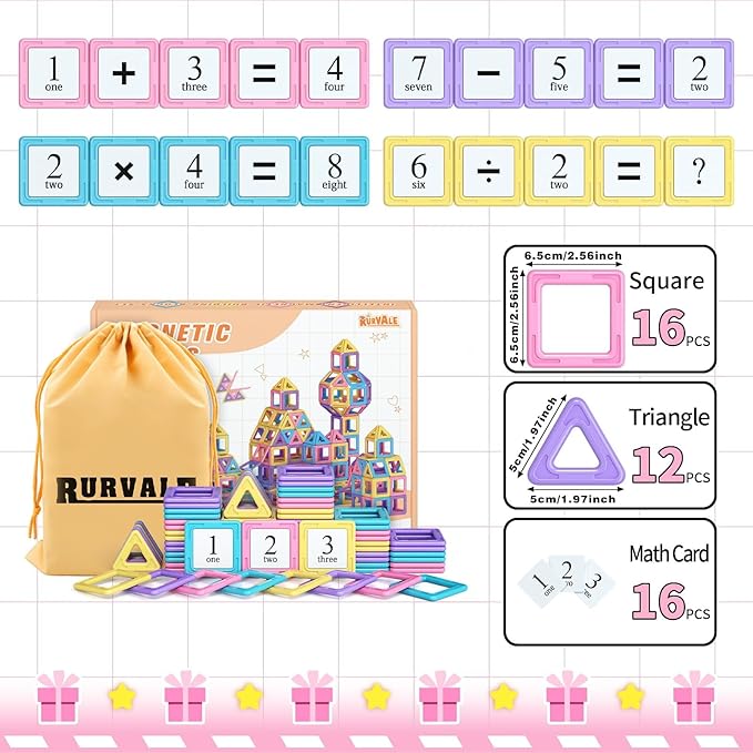 Toddler Girl Toys, Magnetic Tiles 44pcs, Birthday Gifts Ideas for Girls Age 3-5, Magnetic Building Blocks, Magnet STEM Montessori Toddler Kids Christmas Toys Gifts for 3 4 5 6 7 Year Old Girls