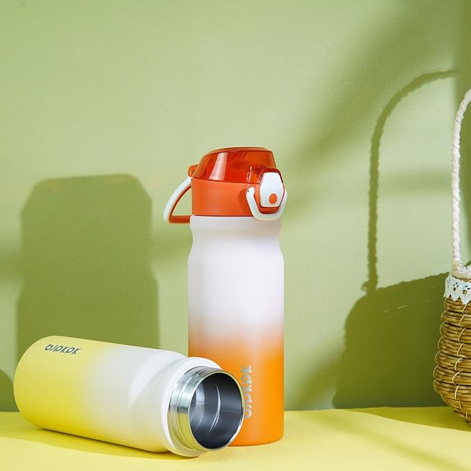 BJPKPK Stainless Steel Insulated Water Bottle with Straw Lid 18oz Reusable Metal Thermal Flask Bottles Keep Cold and Hot,Coral