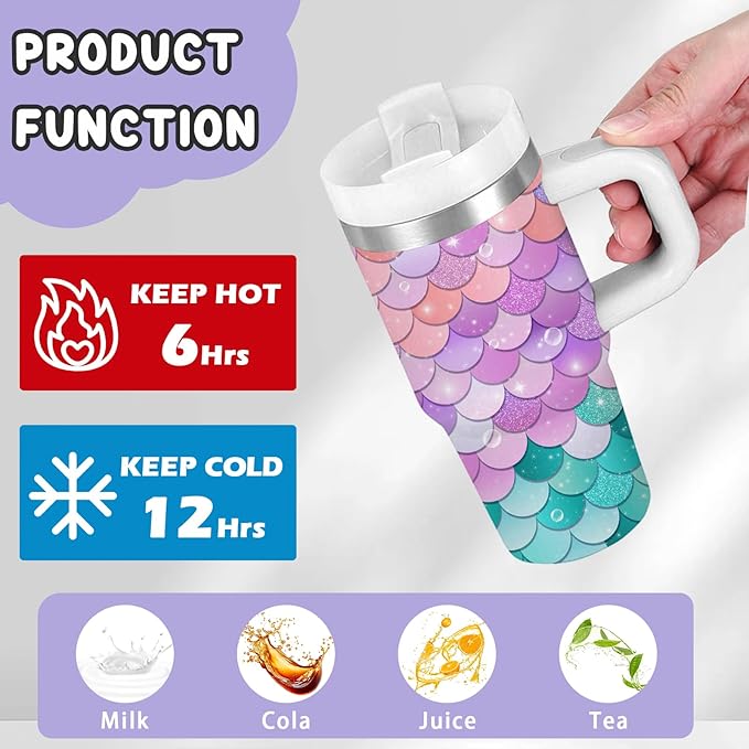 Gifts for Girls - 14oz Kids Themed Tumbler with Handle and Straw, Stainless Steel Insulated Water Cup, for Sport, School, Travel - Colorful Children Birthday Gift Cup(1pc)