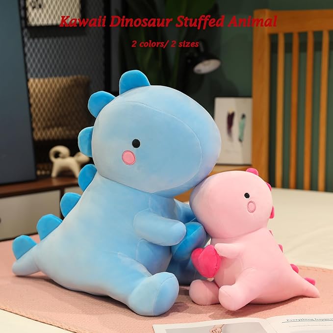 SQEQE Dinosaur Stuffed Animal, Loving Soft Dino Plush Toys with Holding Heart, Sweet Romantic Anniversary Birthday Gift for Her Girls Boys Girlfriend(Pink,20 inch)