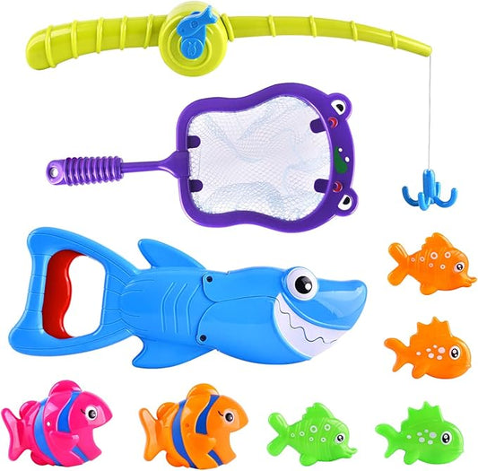 Bath Toys for Kids Shark Fishing Game Set for Toddlers Non-Toxic Bathtub & Pool Toys for Ages 3-8 Fun Swimming Shark Grabber Water Table Mold-Free Bath Time Toys for Boys & Girls