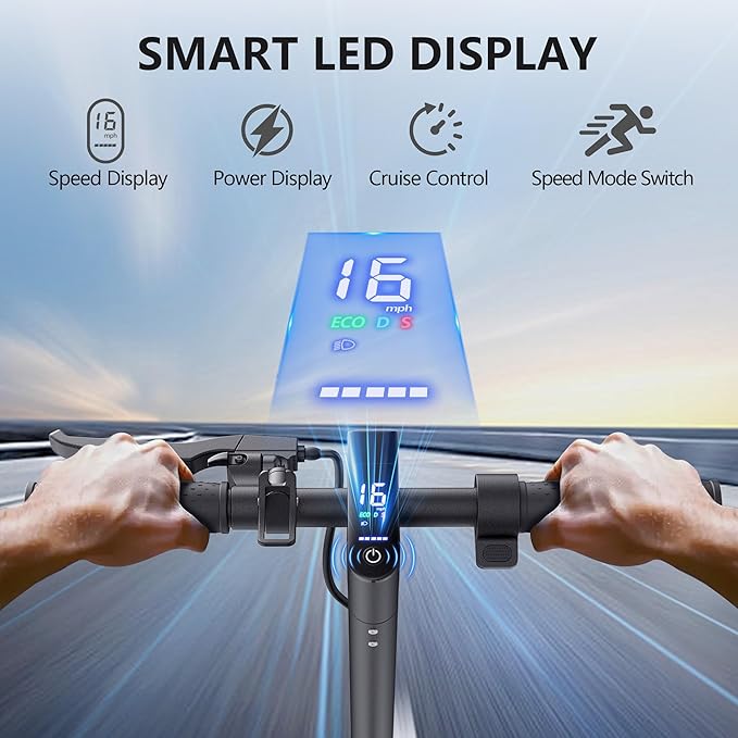 Maxshot Electric Scooter for Adults, 350W Motor Up to 16 MPH, 12 Miles Long Range, Dual EABS Braking, 8.5" Solid Tires, Foldable Commuter E-Scooter with APP Control