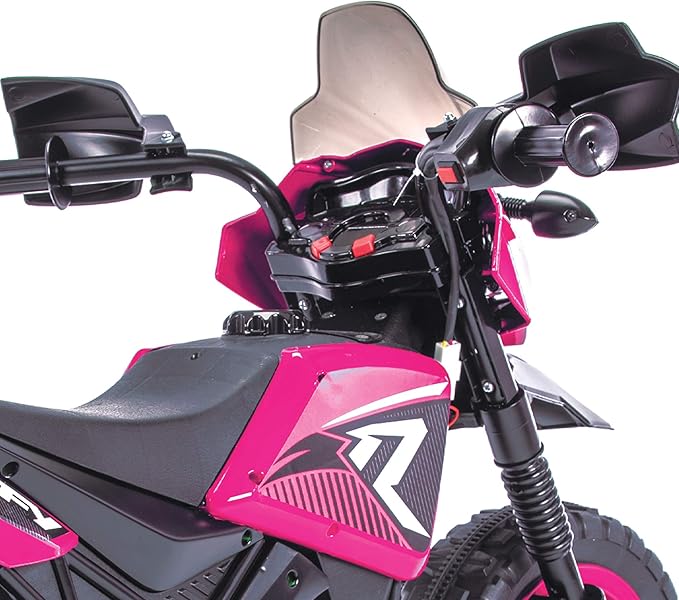 Huffy Ride on Motorcycle for Kids, Ideal for Ages 3-7 Years Old, 6V Ride On Motorcycle, Training Wheels, Realistic Engine Sounds, Simple Wall Charger, Max Weight 65lbs, 2 MPH, Pink