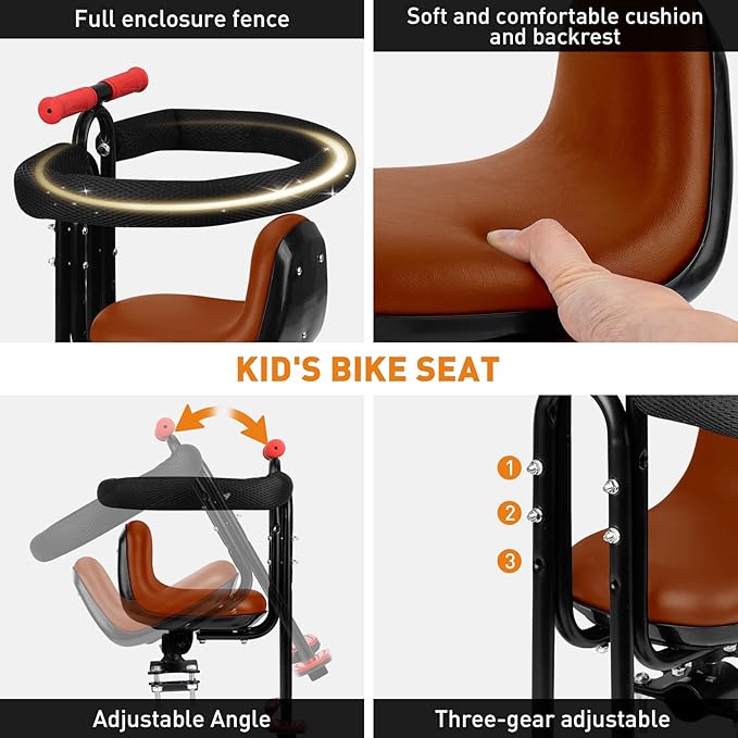 Kid's Bike seat Front Child Carrier Bike Chair for Bicycle Kids seat for Children 2~4 Years,Weight 55 lbs