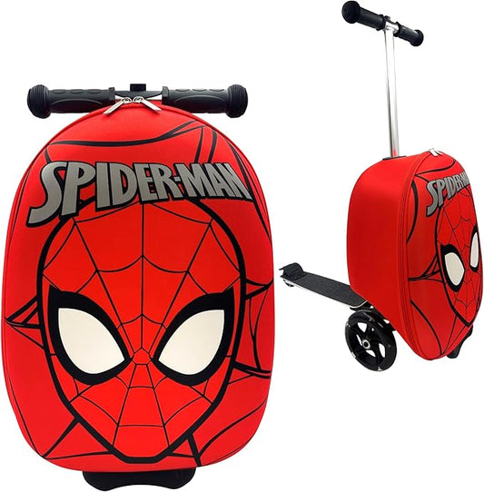 Fast Forward Kid’s Licensed 18" Ride-On Suitcase Scooter - Lightweight Carry-On Foldable Scooter Luggage