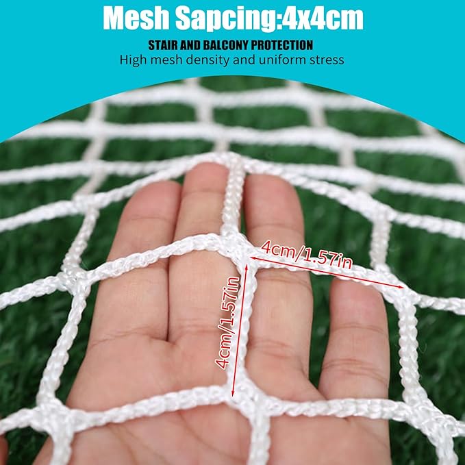 Kids Outdoor Climbing Cargo Net - Balcony & Stairway Safety Net - Knotless Polyester Sports Netting