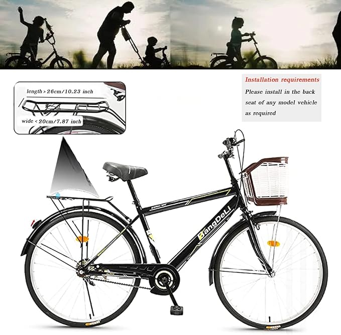 Child Bike Seat,Rear Mount Baby Bike Seat,Kids Back Bike Seat Safety Carrier for Adult Bike Attachment,Mountain Bike,Electric Bikes,Bicycles (Black)