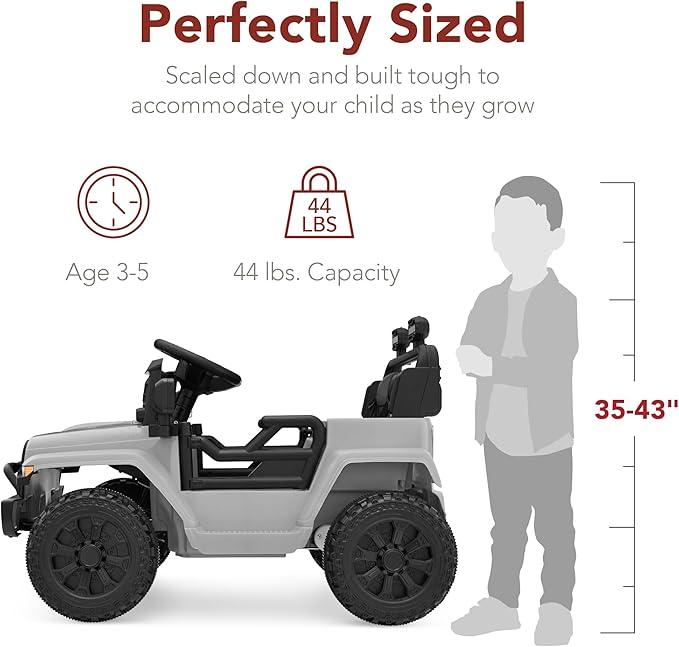 Best Choice Products 6V Kids Ride On Toy, Mini Truck, Electric Play Car w/Parent Remote Control, 4-Wheel Suspension, LED Lights, 2 Speeds, Functional Horn, 3.1MPH Max Speed - Light Gray