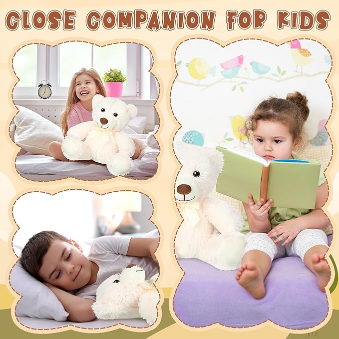 Civaner 4 Pack 14 Inches Bear Plush Stuffed Animals Operation Christmas Cute Soft Bears Gifts Bulk for Girls Boys Girlfriend(White)