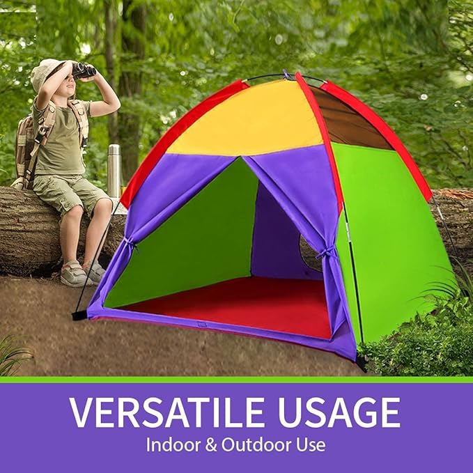 Alvantor Play Tents for Kids Pop Up Tent Toddler Tent Indoor/Outdoor for Children Boys Girls Pets Tent Portable Playhouse Camping Playground 58"x58"x47" Rainbow