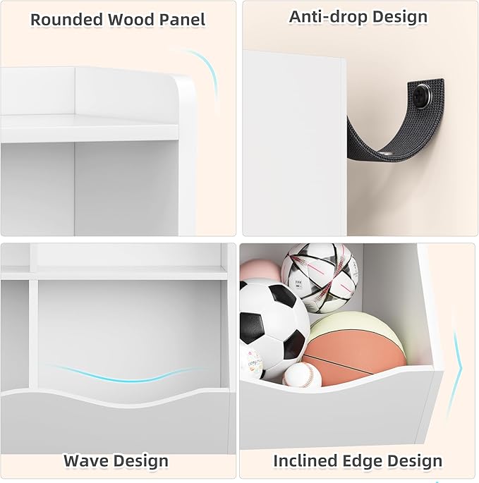 GarveeHome White Toy Storage Cabinet, Three-Tier Kids Bookshelf and Bookcase for Storage Books and Toys, Multi Shelf with Cubby Organizer for Bedroom and Playroom