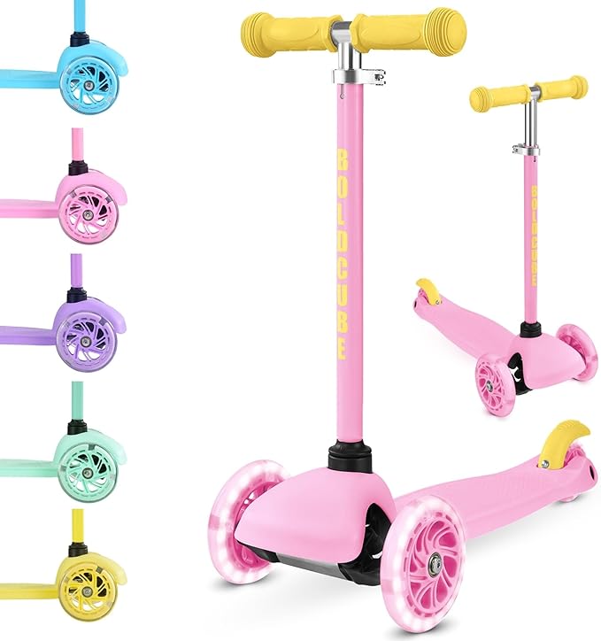 Teeny | 3 Wheel Mint Scooter for Kids & Toddlers Ages 3-6 Years | Flashing Wheels | Height Adjustable 53 to 70 cm | My First Scooter