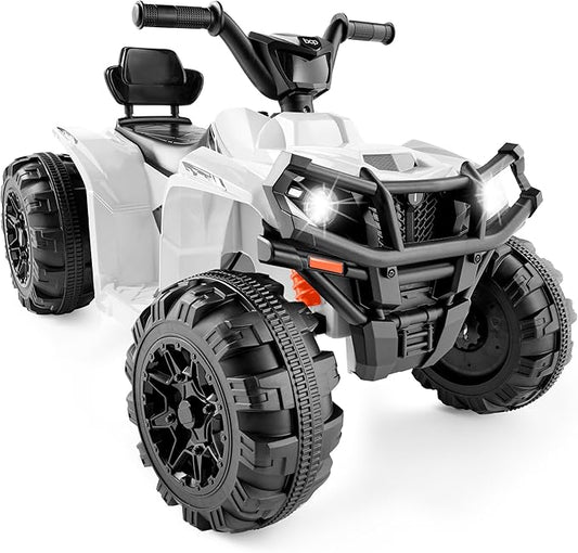 Best Choice Products 12V Kids Ride-On Electric ATV, 4-Wheeler Quad Car Toy w/Bluetooth Audio, 2.4mph Max Speed, Treaded Tires, LED Headlights, Radio - White