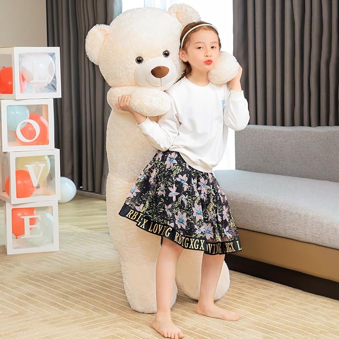 Giant White Teddy Bear 55" Stuffed Animals Plush Toy, Cute Life Size Big Soft Bear for Boy Girl Birthday Valentine Mother's Day, 140 CM, 7 LBs