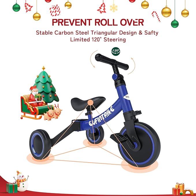 besrey 5 in 1 Toddler Bike for 1 Year to 4 Years Old Kids, Toddler Tricycle Kids Trikes Tricycle, Toys for Boy & Girl, Balance Training, Removable Pedals
