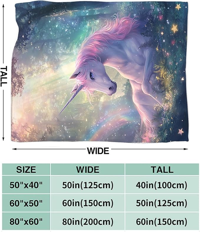 Unicorn Blanket Gifts for Girls Women Unicorn Forest Throw Blankets Cozy Plush Fleece Flannel Fuzzy for Kids Bed Decor 80"X60"