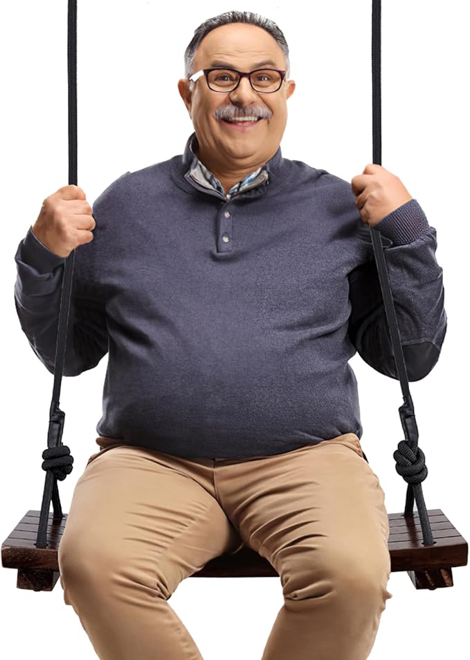 PELLOR Wood Swing Seat, Carbonized Hanging Wood Tree Swing 23.6 x9.8 x1.0 inch for Adult Kids Children Anticorrosive & 100% Waterproof Wooden Swing Set 550 lbs Load Indoor Outdoor Backyard Play