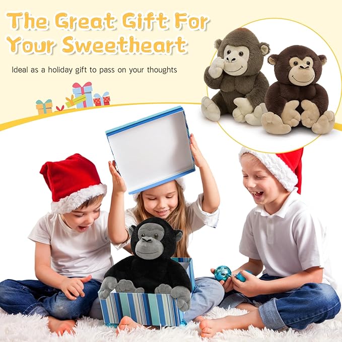 Tezituor 3 Packs Gorilla Stuffed Animals, Orangutan Plush Toy Gifts for Kids 12 Inches