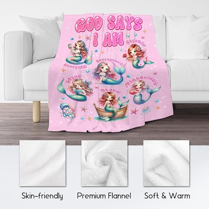 Mermaid Blanket for Girls, Kids' Mermaid Throw Blanket, Party Decorations, 60"x80"