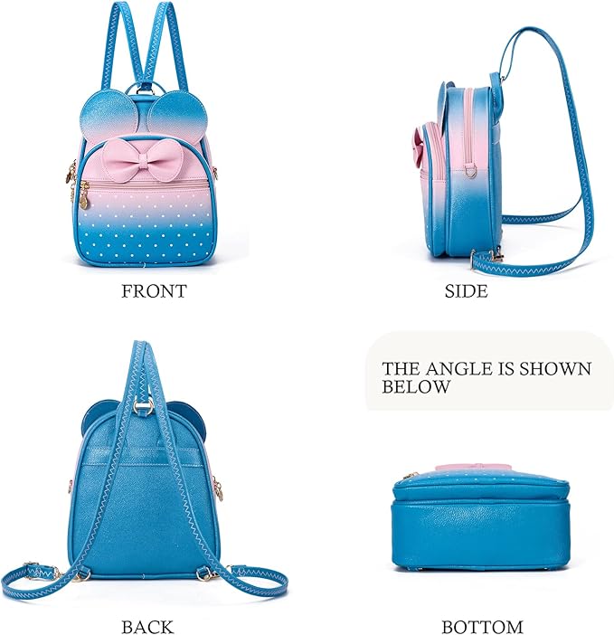 KL928 Girls Mini Backpack Bowknot Polka Dot Cute Small Daypacks Convertible Shoulder Bag Purse for Women