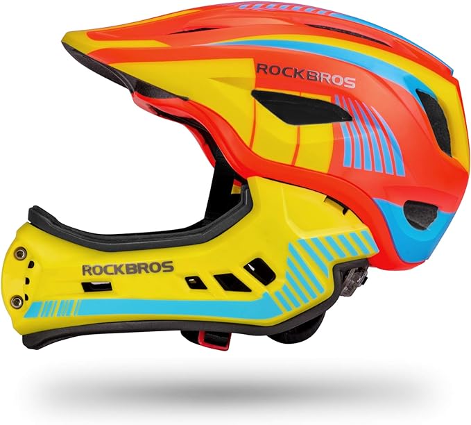 ROCKBROS Kids Full Face Helmet Kids Bike Helmets Lightweight Toddler Mountain Bike Helmet Detachable for MTB BMX Skating Cycling Scooter Safety Bicycle Helmets for Youth Child Boys Girls Ages 3-16