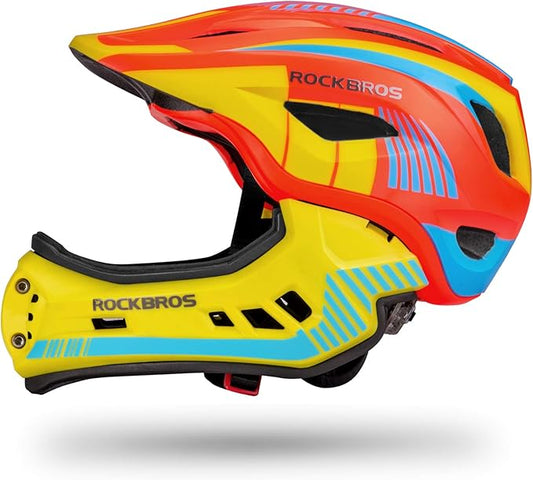 ROCKBROS Kids Full Face Helmet Kids Bike Helmets Lightweight Toddler Mountain Bike Helmet Detachable for MTB BMX Skating Cycling Scooter Safety Bicycle Helmets for Youth Child Boys Girls Ages 3-16